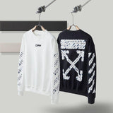 Off White Jacket Men'S And Women'S Ow Warning Line Arrow Pullover Sweater Sweatshirts Owt