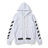 Off White Hoodie With Arrow Print Printed Cardigan Zipper Hooded Coat Plus Size Casual Men'S Clothing Owt