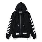 Off White Hoodie With Arrow Print Printed Cardigan Zipper Hooded Coat Plus Size Casual Men'S Clothing Owt