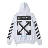 Off White Hoodie With Arrow Print Printed Cardigan Zipper Hooded Coat Plus Size Casual Men'S Clothing Owt