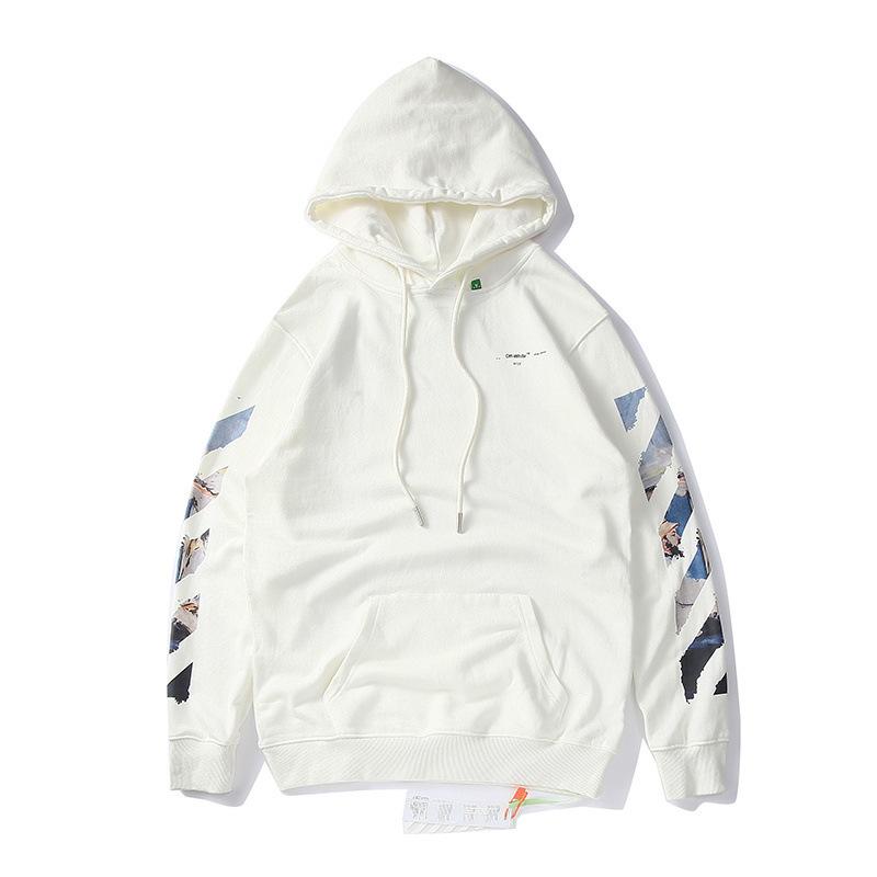 Off White Hoodie With Arrow Print Sweater Couple Autumn And Winter Arrow Hooded Pullover S Plus Size Casual And Comfortable Owt