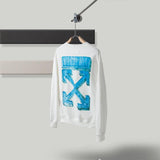 Off White Pullover Sweatshirts Autumn And Winter Arrow Print Round Neck Long Sleeve Sweater Owt