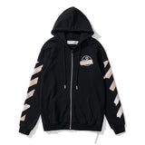 Off White Hoodie With Arrow Print Autumn And Winter Cardigan Zipper Arrow Print Coat Men And Women Casual Able Owt