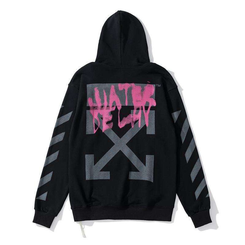 Off White Hoodie With Arrow Print Arrow Men'S And Women'S Autumn And Winter Pullover Hooded Sweater Owt