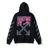 Off White Hoodie With Arrow Print Arrow Men'S And Women'S Autumn And Winter Pullover Hooded Sweater Owt