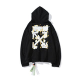 Off White Hoodie With Arrow Print Arrow Zipper Sweater Coat Owt