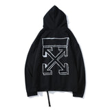 Off White Hoodie With Arrow Print Sweater Cardigan Zipper Hooded Jacket Plus Size Men'S Clothing Owt