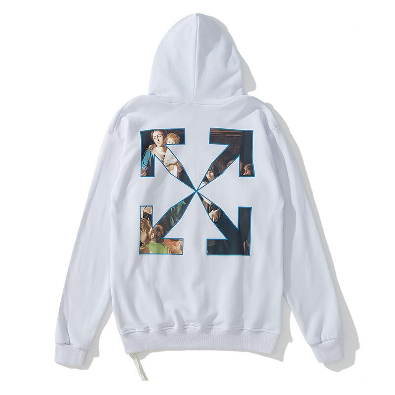 Off White Hoodie With Arrow Print Autumn And Winter Printing Sweater Ow Men'S Women'S Hoodie Thin Large Size Casual Owt