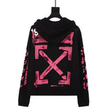 Off White Hoodie With Arrow Print Ow Graffiti Arrow Zipper Hooded Jacket For Men And Women Owt