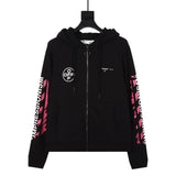 Off White Hoodie With Arrow Print Ow Graffiti Arrow Zipper Hooded Jacket For Men And Women Owt