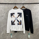 Off White Printed Pullover Sweatshirt Men'S And Women'S Plus Size Retro Sports Owt