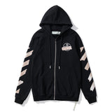 Off White Hoodie With Arrow Print Autumn And Winter Cardigan Zipper Printing Coat Men And Women Owt