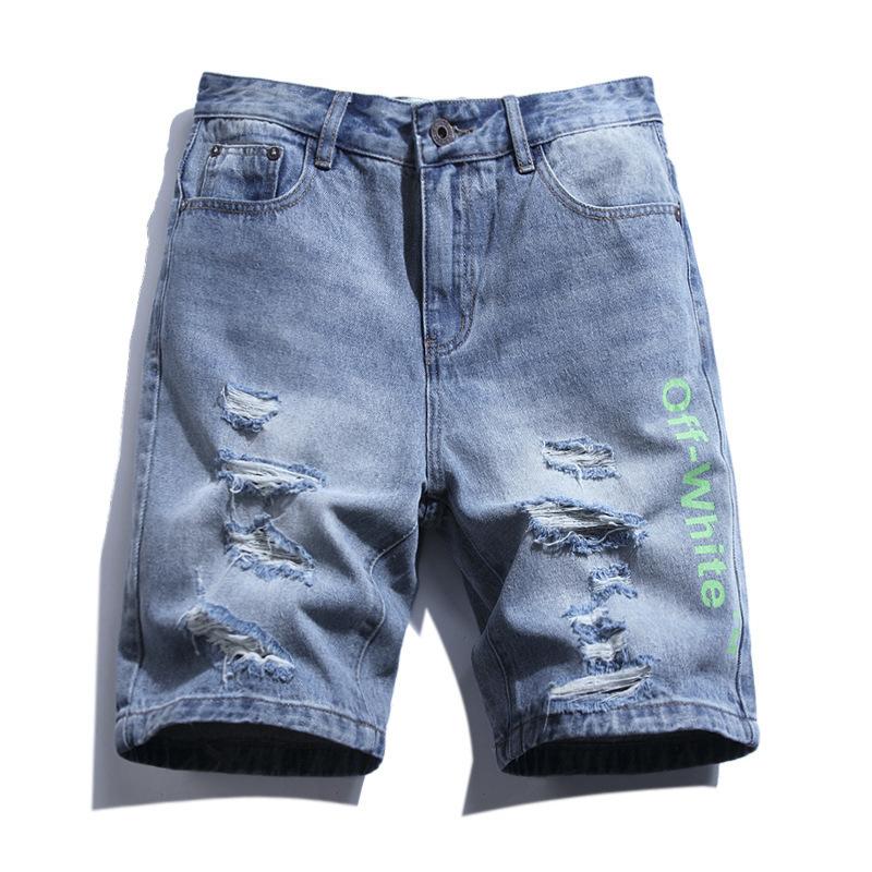Off White Denim Shorts Student Plus Size Retro Sports Shorts Owt