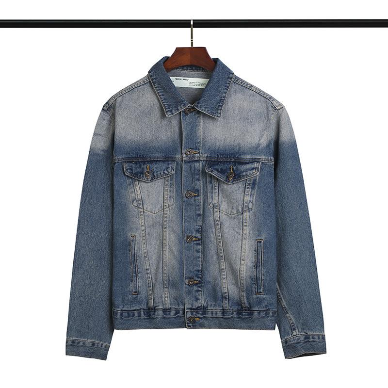 Off White Jacket Arrow Print Denim Jacket Coat Plus Size Casual Men'S Clothing Owt