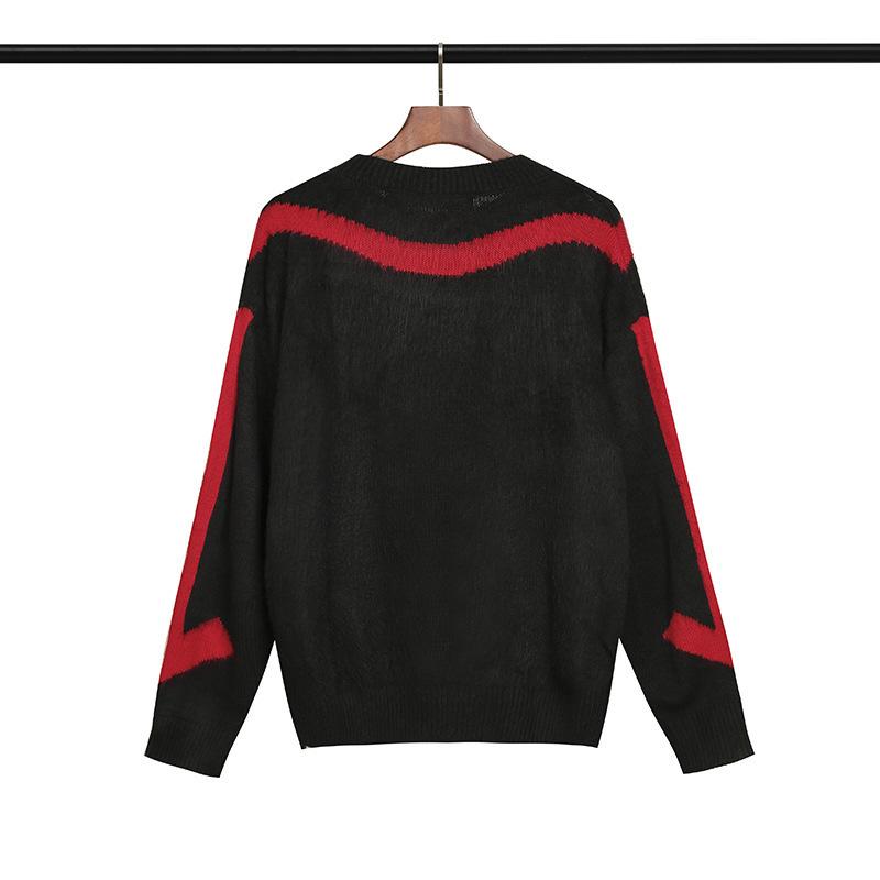 Off White Sweater Ow Arrow Round Neck Knitted Sweater Men'S Sweater Large Size Retro Sports Men'S Clothing Owt