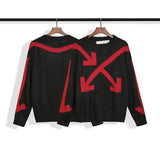 Off White Sweater Ow Arrow Round Neck Knitted Sweater Men'S Sweater Large Size Retro Sports Men'S Clothing Owt
