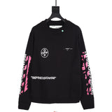 Off White Pink Roundcollar Sweatshirt Plus Size Casual Top Men'S Clothing Owt