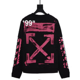 Off White Pink Roundcollar Sweatshirt Plus Size Casual Top Men'S Clothing Owt