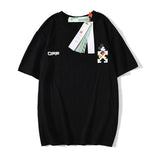 Off White T Shirt Printed Arrow Short Sleeve Men'S Striped Mickey Mouse Casual Tshirt Owt