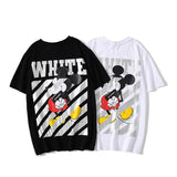 Off White T Shirt Printed Arrow Short Sleeve Men'S Striped Mickey Mouse Casual Tshirt Owt