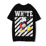 Off White T Shirt Printed Arrow Short Sleeve Men'S Striped Mickey Mouse Casual Tshirt Owt