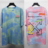 Off White T Shirt Summer Cartoon Anime Print Arrow Round Neck Tshirt Color Matching Casual Short Sleeve Men Owt