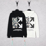 Off White Hoodie With Arrow Print Ow Autumn And Winter Loose Stitching Arrow Hooded Sweater Men And Women Couple Long Sleeve Owt