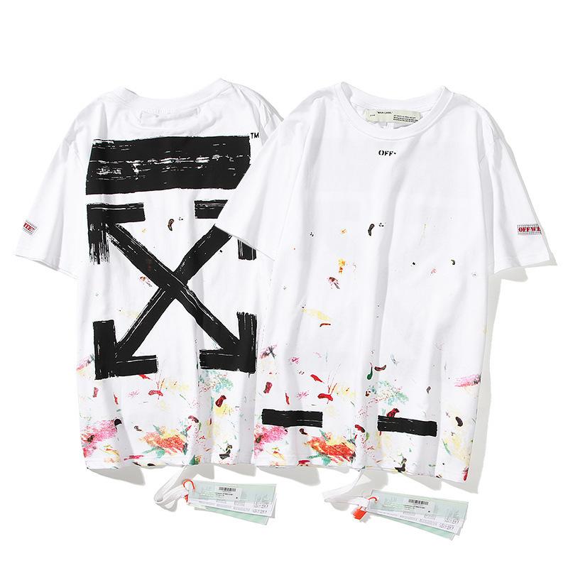 Off White T Shirt Arrow Short Sleeve Tshirt Casual Plus Size Men'S Clothing Owt