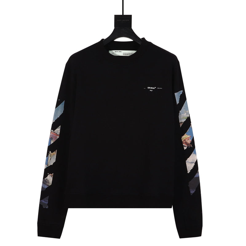 Off White Arrow Crew Neck Pullover Sweatshirt Male And Female Large Size Leisure Owt
