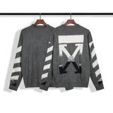 Off White Autumn And Winter Men'S And Women'S Loose Ow Knitted Sweater Large Size Casual Men'S Clothing Owt
