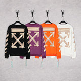 Off White Sweatshirt Graffiti Printing Crew Neck Casual Sweater Men'S Plus Size Retro Sports Owt
