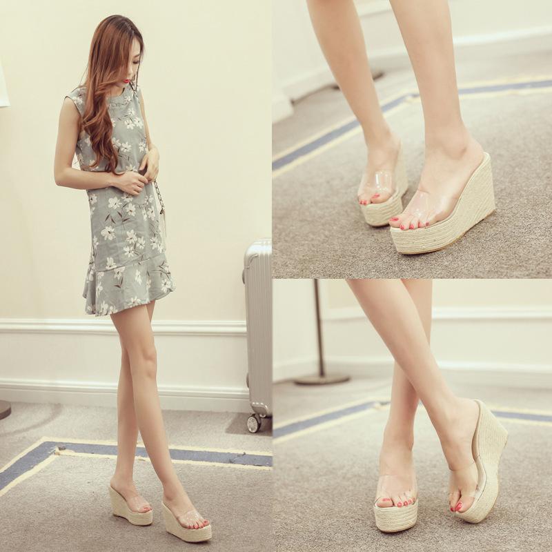 Platform Heels for Women Summer Bohemian High Heel Transparent Sexy Sandals