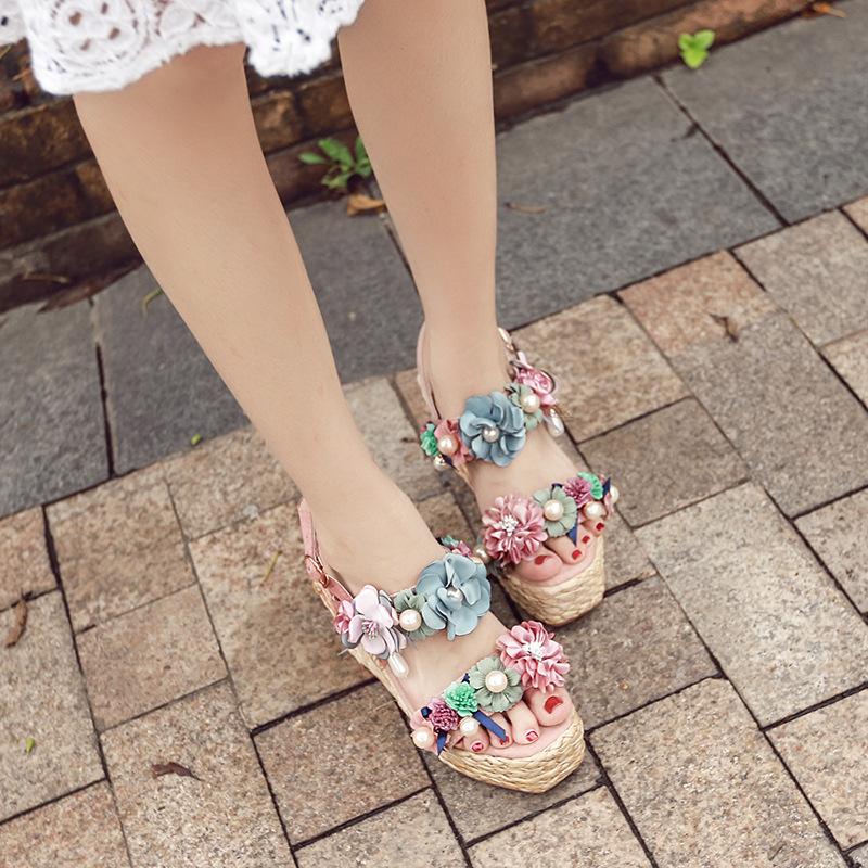 Platform Heels for Women Summer Bohemian High Heel Open Toe Sandals