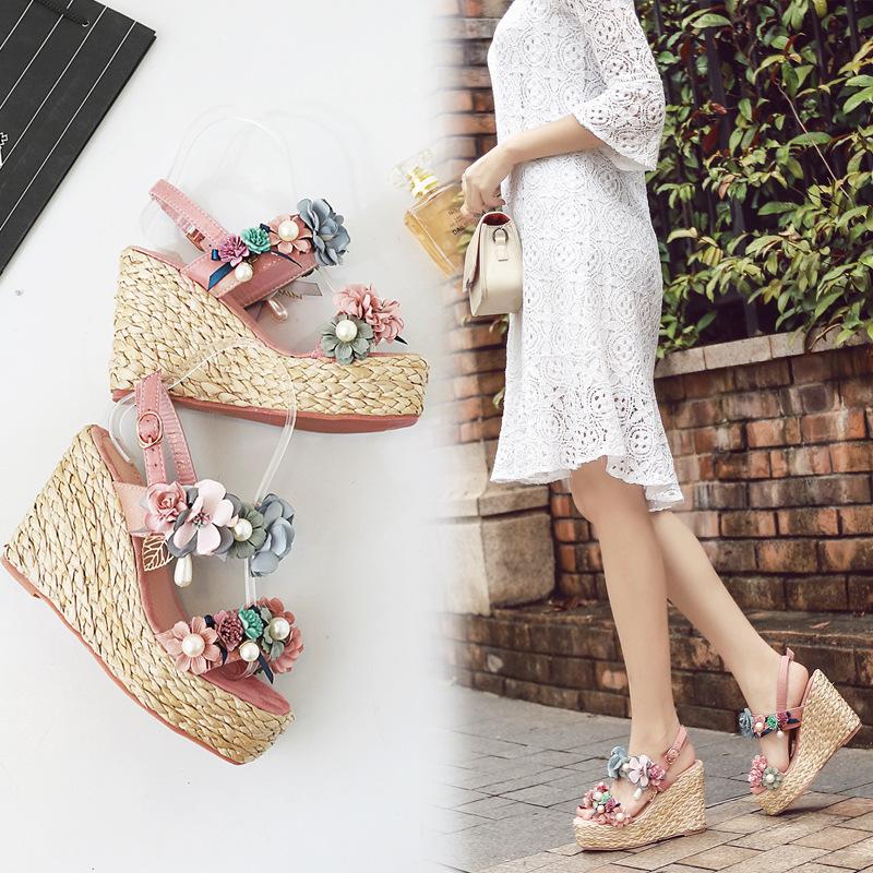 Platform Heels for Women Summer Bohemian High Heel Open Toe Sandals