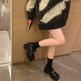 Platform Heels for Women Chain Chunky Heel Retro Shoes
