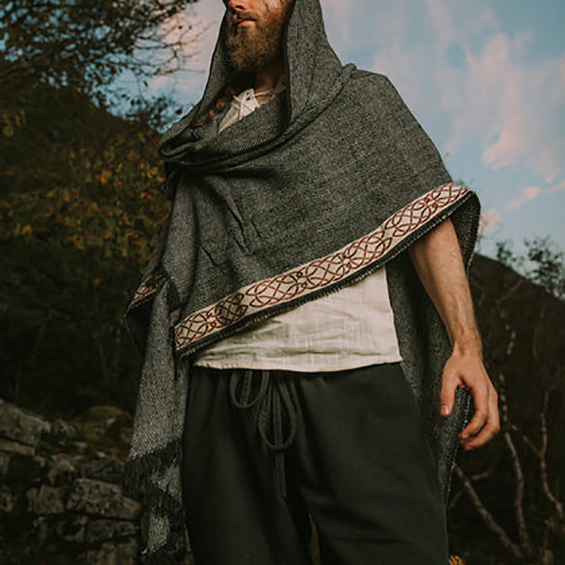 Mens Winter Coats Man Fall Outfits Men's Coat Sweatshirt Mid-Length Pullover Cloak Robe Coat Men