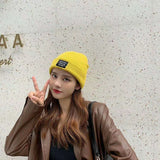 Red Beanie Hat Knitted Hat Stick a Cloth Cap Children Autumn Winter Fashionable Warm