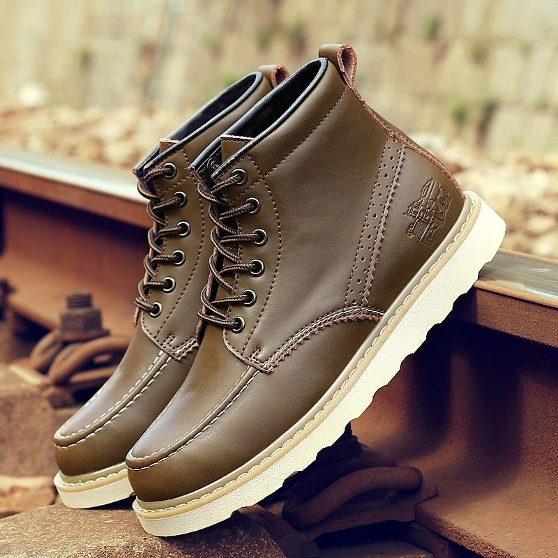 Men's Boots Work Boot Men Casual Hiking Boots Men Autumn Mid-High Leather Boot