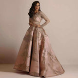 Long Homecoming Dresses Spring New Gilding Large Sleeve Dress Banquet Sexy Evening Dress Pink
