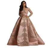 Long Homecoming Dresses Spring New Gilding Large Sleeve Dress Banquet Sexy Evening Dress Pink