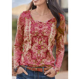 Romanian Gypsy Outfits Printed Top Ethnic T-shirt Women's Long Sleeve