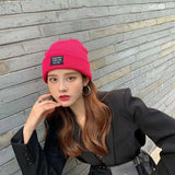 Red Beanie Hat Knitted Hat Stick a Cloth Cap Children Autumn Winter Fashionable Warm