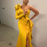 Maxi Burgundy Dress Formal Sexy Slim Dress Dress