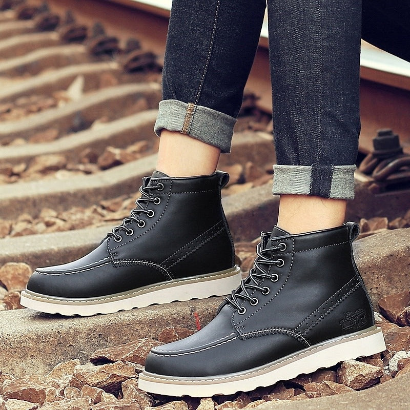 Men's Boots Work Boot Men Casual Hiking Boots Men Autumn Mid-High Leather Boot
