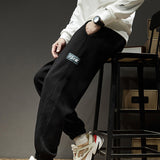 Grey Sweatpants Winter Velvet Sport Trousers Men's Loose Autumn and Winter