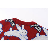 Men Sweater Cartoon Rabbit Brocade Sweater Men's Pullover Long Sleeve