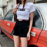 Women Jean Shorts Minimalist Design Women's Spring Clothing High Waist Denim Shorts Hot Pants