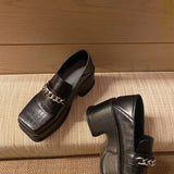 Platform Heels for Women Chain Chunky Heel Retro Shoes