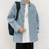 Men Denim Jackets Denim Shirt Long Sleeve Men's Clothing