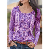 Romanian Gypsy Outfits Printed Top Ethnic T-shirt Women's Long Sleeve